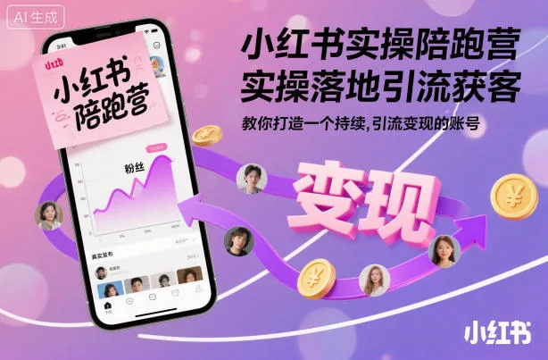 小红书实操陪跑营：引流获客技巧，打造持续变现账号-网赚项目资源库