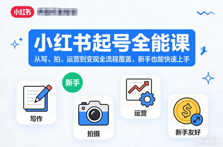 小红书起号全能课程：从写作、拍摄到运营变现，新手快速上手指南-网赚项目资源库