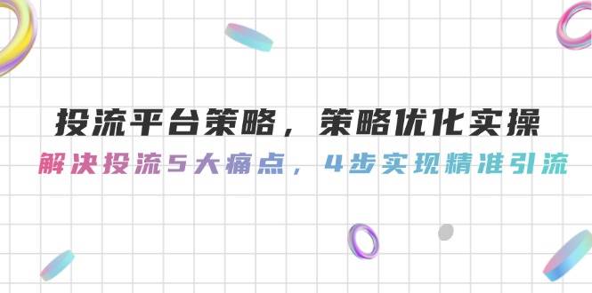 投流平台策略优化实操：解决5大痛点，4步实现精准引流-网赚项目资源库