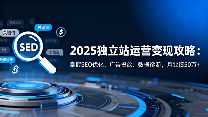 2025年独立站运营变现指南：掌握SEO优化、广告投放与数据诊断，月业绩突破50万-网赚项目资源库