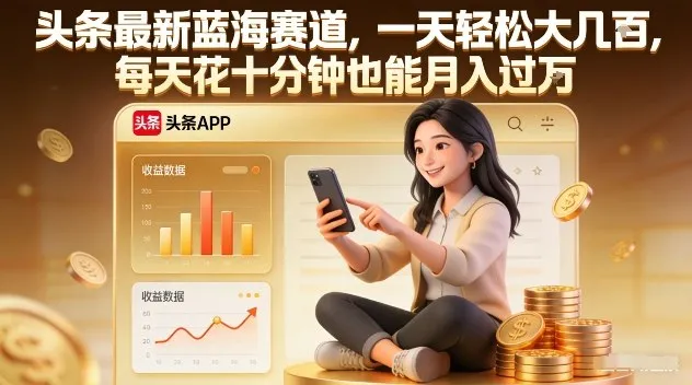 揭秘：头条蓝海赛道，每天十分钟轻松赚大钱，月入过万不是梦-网赚项目资源库