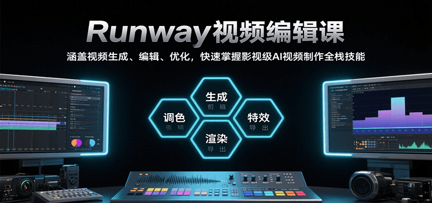 Runway视频编辑课程：从生成到优化，掌握影视级AI视频制作全栈技能-网赚项目资源库