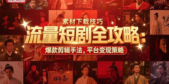 流量短剧创作全指南：高效素材获取、热门剪辑技巧及盈利策略-网赚项目资源库