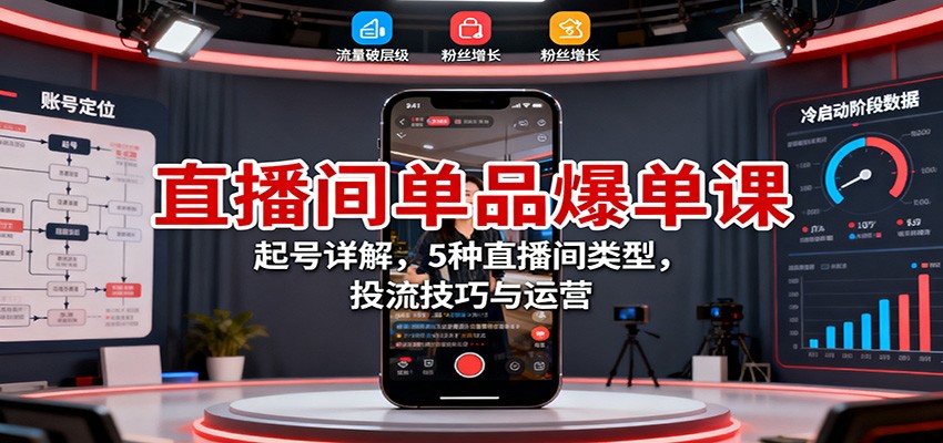 直播间爆款起号与运营技巧：5种类型直播、投流策略及运营秘籍-网赚项目资源库