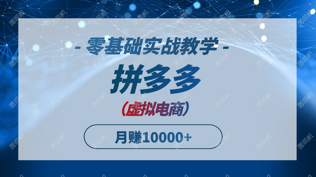 拼多多虚拟电商零基础实战教程，新手月入10000+-网赚项目资源库