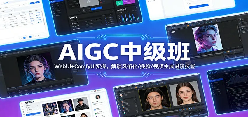 AIGC中级班：WebUI+ComfyUI实操，解锁风格化/换脸/视频生成进阶技能-网赚项目资源库