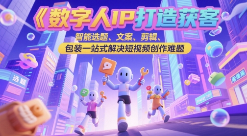 数字人IP打造获客变现实操课:智能选题、文案、剪辑、包装,短视频创作难题一站式解决-网赚项目资源库