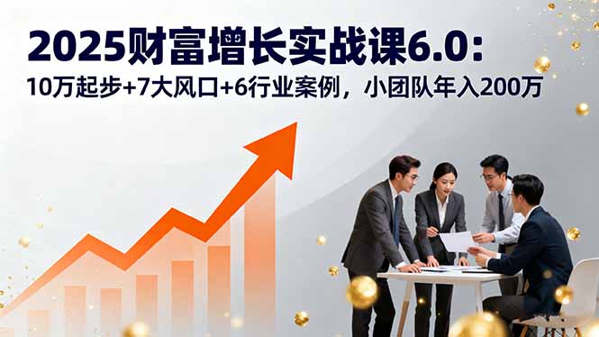 2025年财富增长实战课6.0：小团队年入200万，10万起步+7大风口+6行业案例-网赚项目资源库