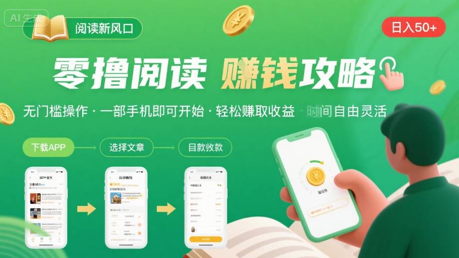 零撸阅读新机遇：手机操作，日入50-300元【揭秘】-网赚项目资源库