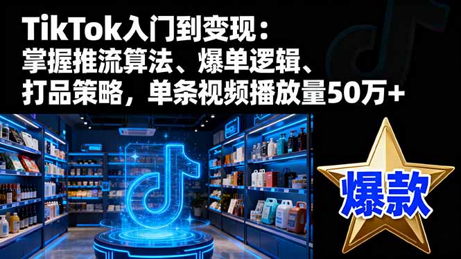 TikTok变现全攻略：掌握推流算法、爆单逻辑与打品策略，单条视频50万播放量秘诀-网赚项目资源库