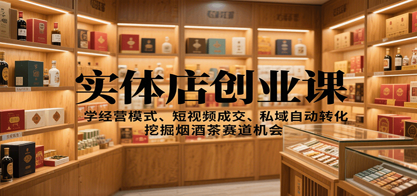 实体店创业课程:掌握经营模式、短视频成交技巧、私域流量转化,挖掘烟酒茶市场机遇-网赚项目资源库
