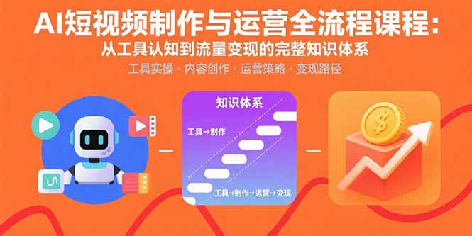 AI短视频制作与运营全流程课程：掌握工具、流量变现的完整知识体系-网赚项目资源库