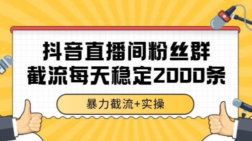 揭秘：抖音直播间粉丝群暴力截流技巧，一台电脑日增2000条数据【SEO优化】-网赚项目资源库