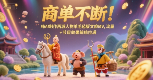 商单不断！AI制作西游人物羊毛毡版文旅MV，流量+节目效果拉满-网赚项目资源库