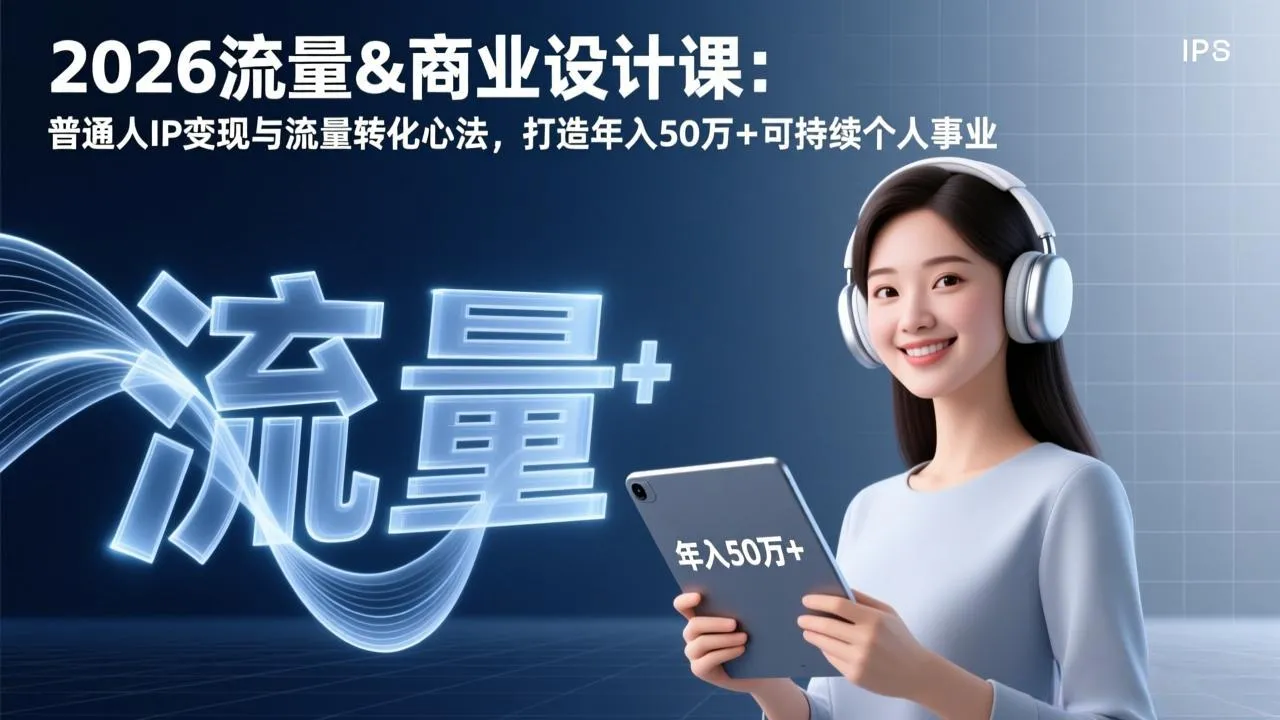 2026年流量与商业设计课程：普通人IP变现与流量转化技巧，打造年入50万+可持续个人事业-网赚项目资源库