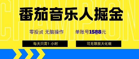 番茄音乐人单账号最高收益1k+，零投入无限矩阵操作-网赚项目资源库