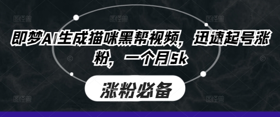 梦AI生成猫咪黑帮视频，快速涨粉月入5K-网赚项目资源库