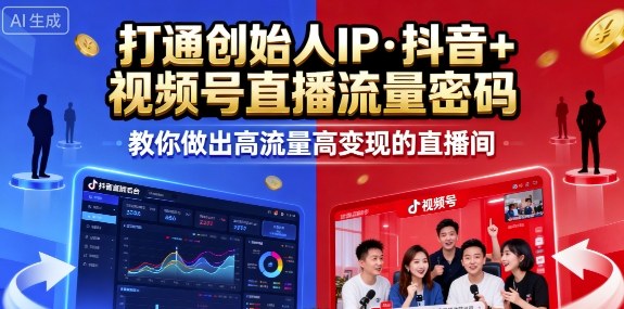 25年直播经验，两期线下课程，创始人IP打造与抖音、视频号流量秘籍，教你高流量高变现直播间技巧-网赚项目资源库