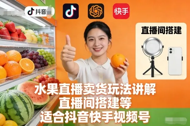 抖音快手视频号水果直播卖货技巧与直播间搭建指南-网赚项目资源库