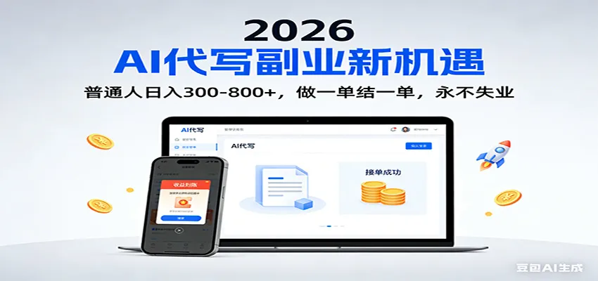 2026年副业首选:AI代写日入300-800,普通人0门槛,一单结一单!-网赚项目资源库