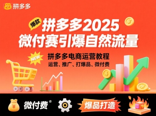 拼多多2025年微付费策略引爆自然流量，电商运营教程更新，包括运营、推广及爆款打造-网赚项目资源库