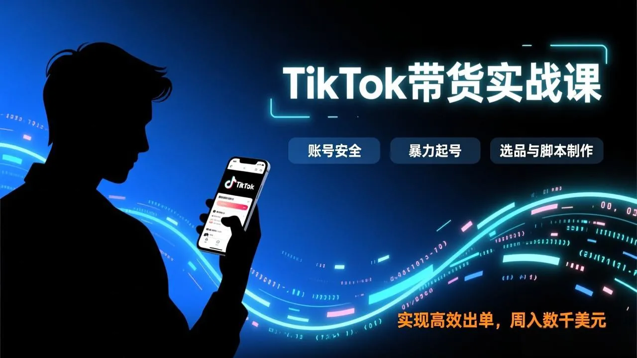 TikTok带货高效课程：账号安全、起号技巧、选品与脚本制作，助你每周赚取数千美元-网赚项目资源库