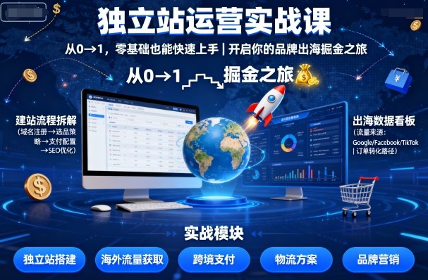 零基础快速上手独立站运营,从0到1开启品牌出海掘金之旅-网赚项目资源库