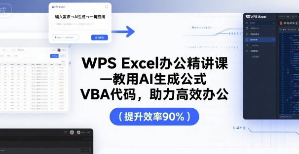 WPS Excel高效办公精讲：AI公式与VBA代码教学，提升工作效率-网赚项目资源库
