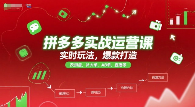 拼多多实战运营课程：实时玩法、爆款打造、销量提升、大单补单、AB单策略及直播技巧（更新至2025月）-网赚项目资源库