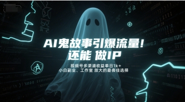 AI鬼故事引爆流量,视频号多渠道收益单日1k+,小白副业、工作室放大的最佳选择-网赚项目资源库