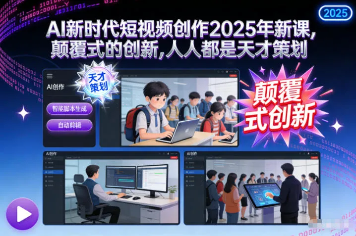 AI新时代短视频创作2025年新课，颠覆式创新，人人都是天才策划-网赚项目资源库