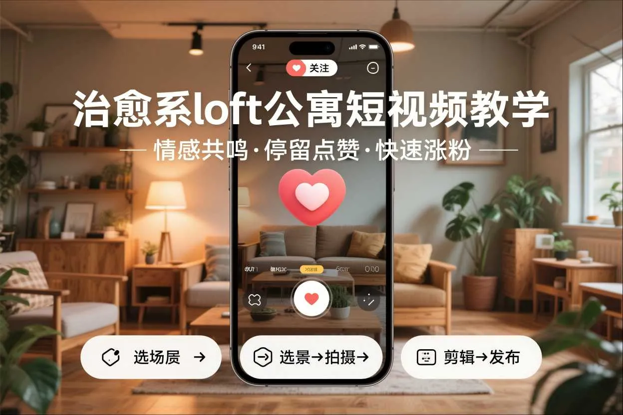 '治愈系loft公寓短视频制作教程，情感共鸣吸引点赞关注，快速提升账号粉丝数'-网赚项目资源库