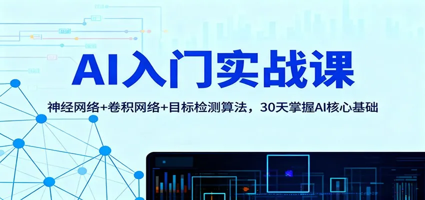 AI入门实战课程：神经网络、卷积网络与目标检测算法，30天掌握AI核心基础-网赚项目资源库