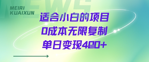 0成本项目：小白入门，单日4张变现策略-网赚项目资源库