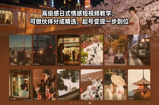 高级日式情感短视频教学,伙伴分成精选起号变现-网赚项目资源库