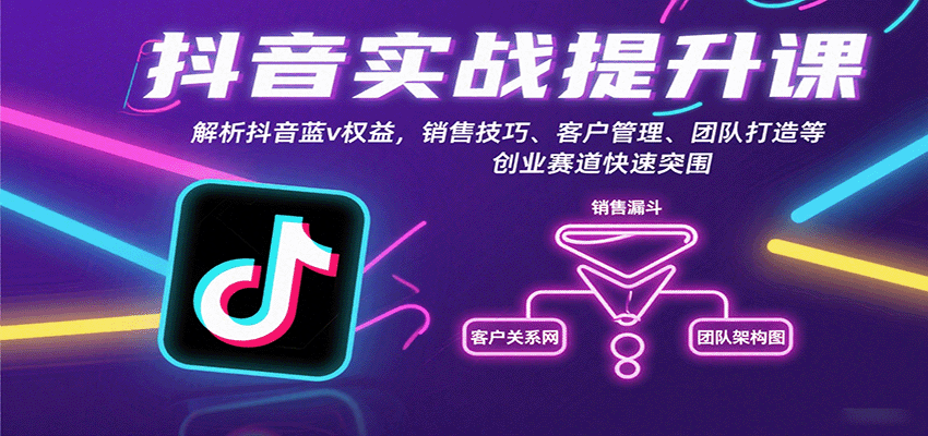 抖音创业实战提升课：揭秘蓝V权益、销售策略、客户管理及团队建设-网赚项目资源库