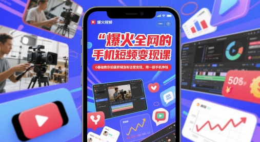 手机短视频变现课程:零基础拍摄剪辑,用一部手机实现赚钱-网赚项目资源库