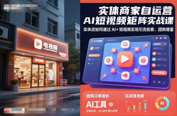 实体商家AI短视频矩阵实战课：如何利用AI+短视频实现引流拓客与团购增量-网赚项目资源库