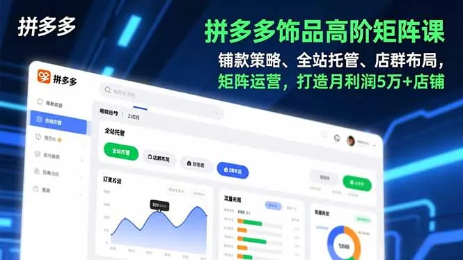 拼多多饰品高阶矩阵课程：铺货策略、全站托管、店群布局，打造月利润5万+店铺-网赚项目资源库