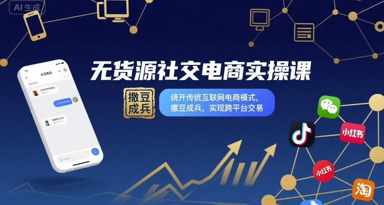 无货源社交电商实操课：绕过传统电商模式，实现跨平台交易-网赚项目资源库
