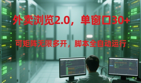 外卖浏览2.0：单窗口30+可矩阵多开，脚本全自动运行揭秘-网赚项目资源库
