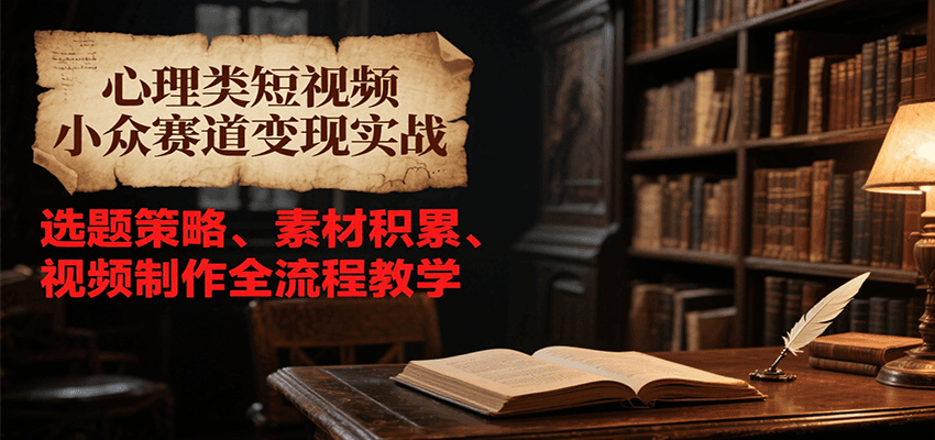 心理类短视频变现实战：选题策略、素材积累与视频制作全流程教学-网赚项目资源库