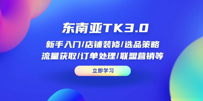 东南亚TK3.0:新手指南、店铺美化、选品技巧、流量增长、订单处理及联盟营销-网赚项目资源库
