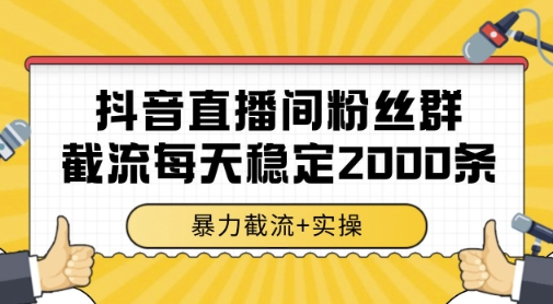 揭秘：抖音直播间粉丝群暴力截流技巧，一台电脑日增2000条数据-网赚项目资源库