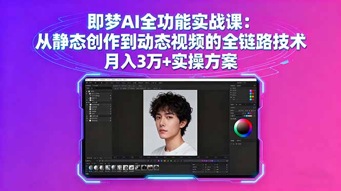 即梦AI全功能实战课：月入3万+实操方案，从静态到动态视频创作技术-网赚项目资源库