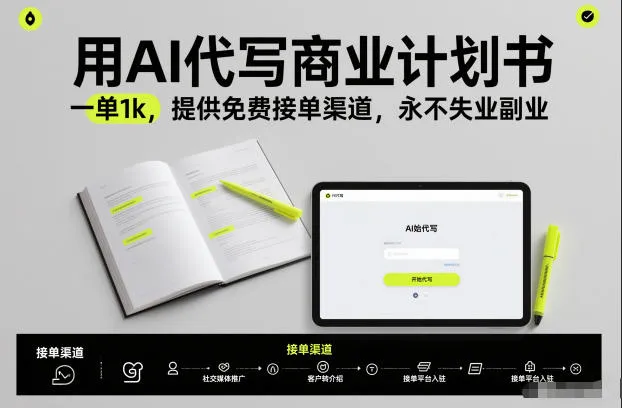 AI代写商业计划书,月入1000+,提供免费接单渠道,零风险副业-网赚项目资源库