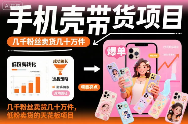手机壳带货项目：低粉丝短视频，轻松实现千万销售额-网赚项目资源库
