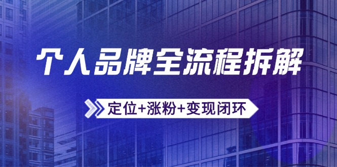 个人品牌打造全攻略：定位、增粉、变现，微信生态高效运营与资源整合-网赚项目资源库