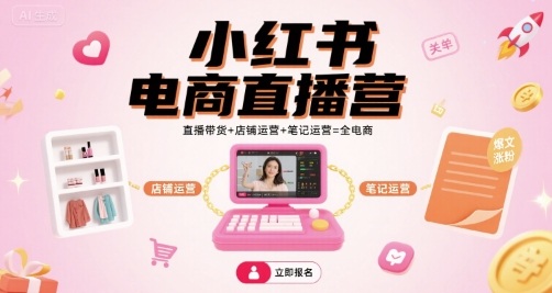 小红书电商直播营：全电商运营策略，直播带货与店铺笔记同步提升-网赚项目资源库