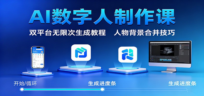 AI数字人制作教程：双平台无限生成技巧，人物背景合并技巧-网赚项目资源库